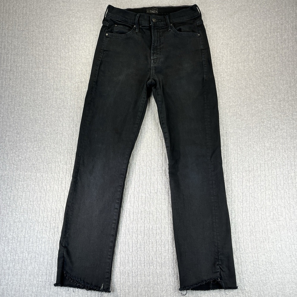 Mother the rascal‎ ankle step fray Women (26/25X27) mid rise black jeans pants